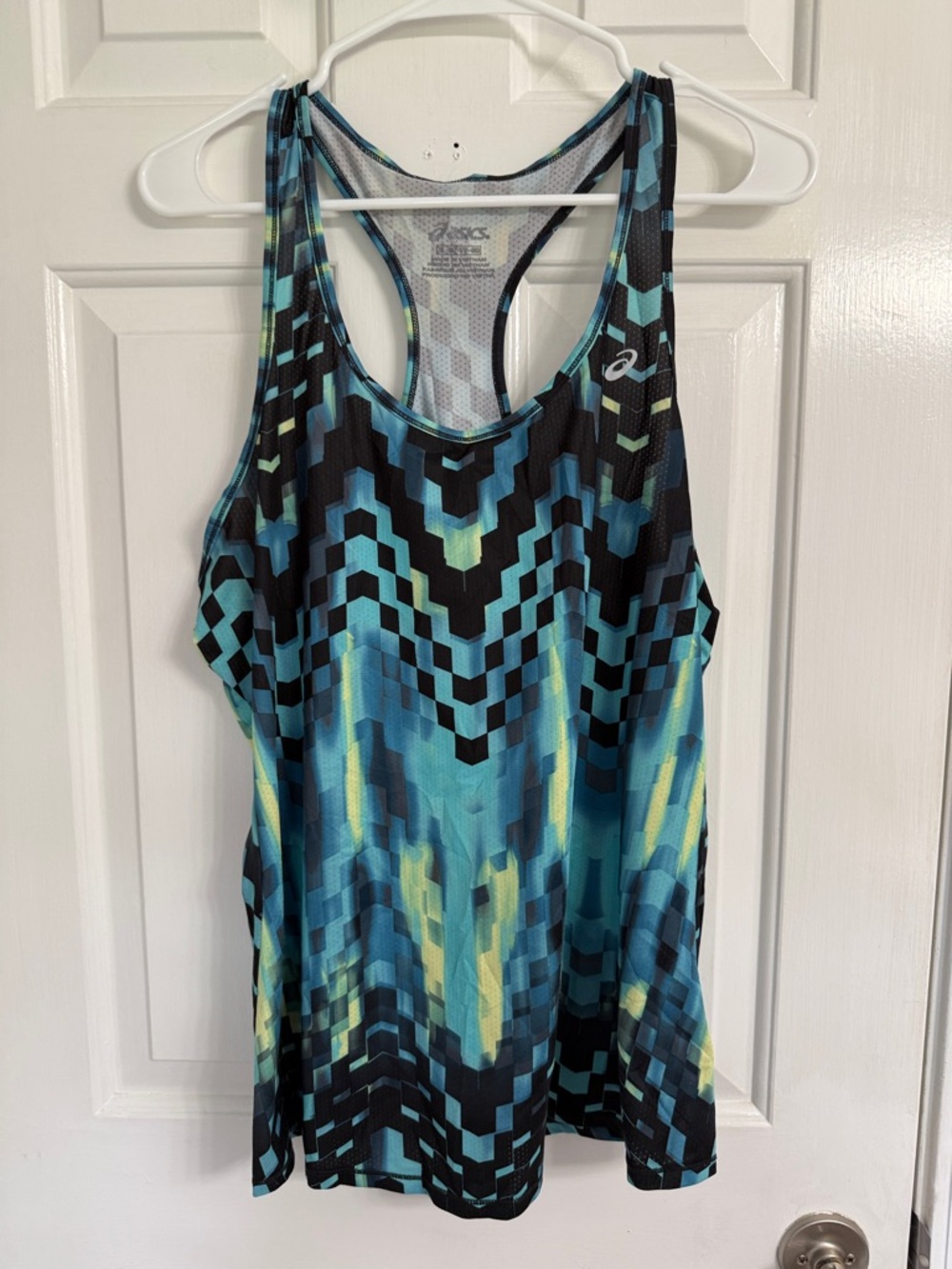 ASICS Teal and Black Geometric Racerback Tank